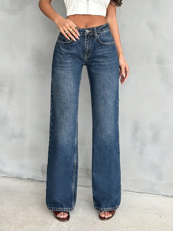 Aged Rust Blue Loose Straight Fit Jeans