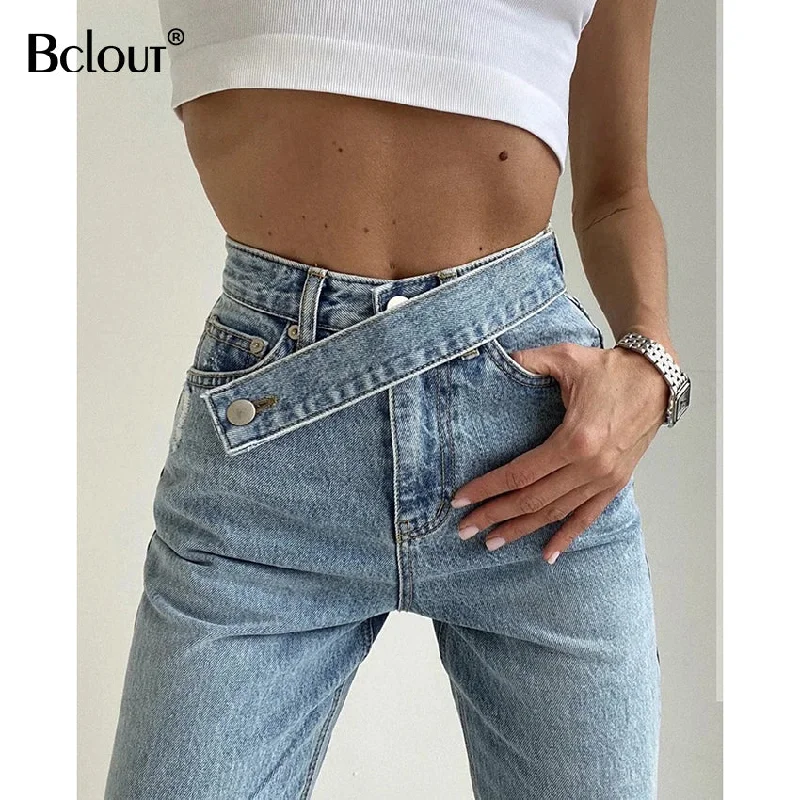 Bclout Fall Winter 2023 Harajuku Boyfriend Jeans Loose Bottom Women Pants  Casual Fashion Straight Denim High Waist Jeans