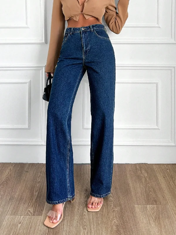 Blueberry Wide Leg High Rise Jeans