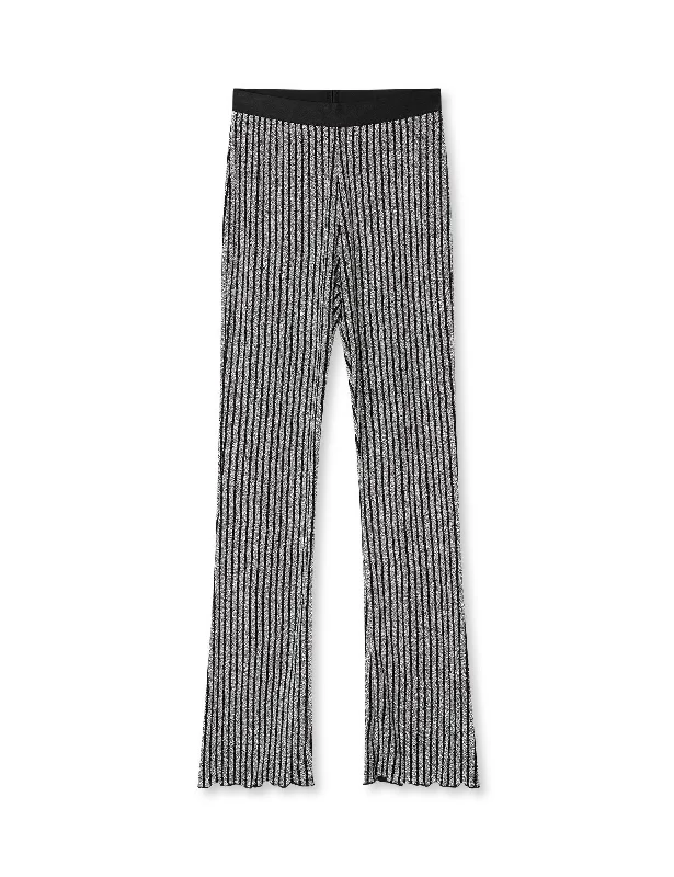 Glitter Jersey Uri Pants, Silver/Black