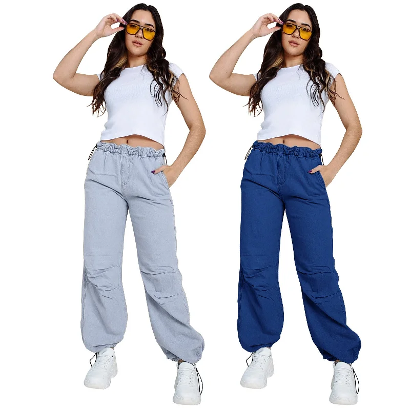 Ladies Loose Blue Denim Trousers Clothes Streetwear Woman Straight Wide Leg Jean Pants Drawstring Women's Baggy Jeans