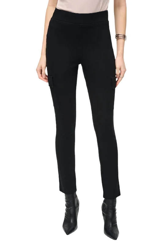 Slim Fit Full Length Pant With Pockets In Black