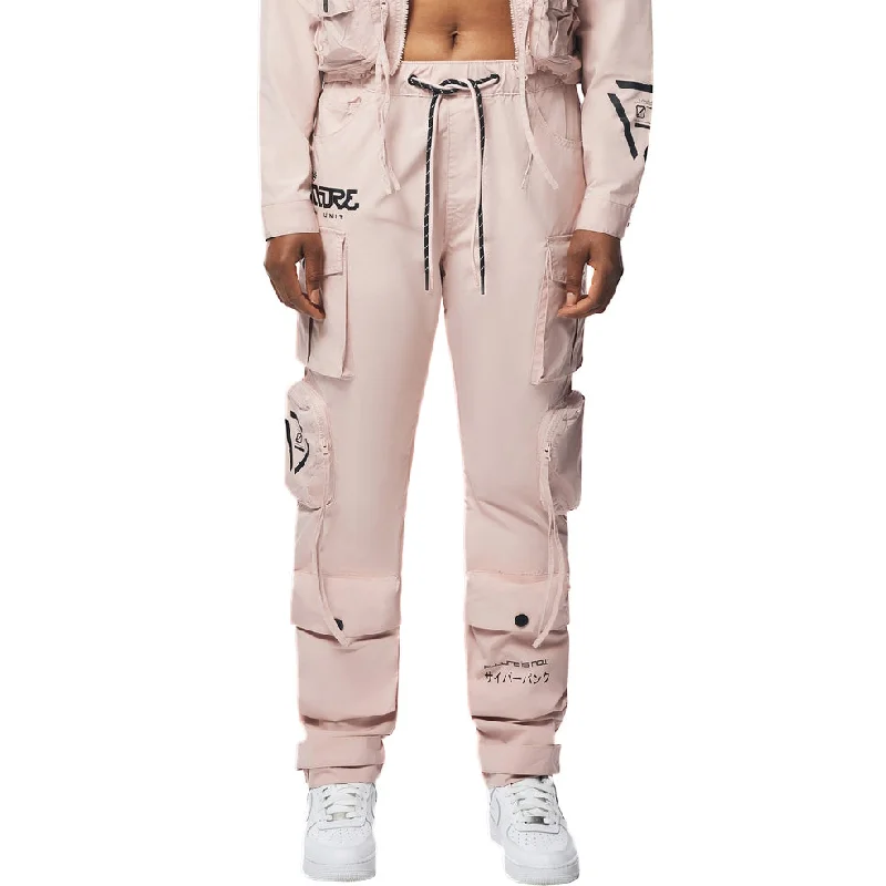 Relaxed Slouch Utility Windbreaker Pants - Pale Pink