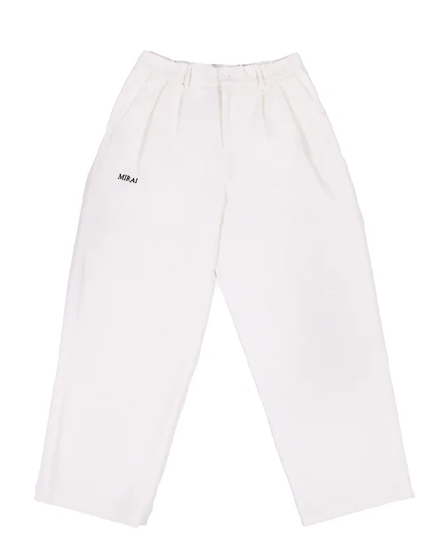 White Straight Crease Pants