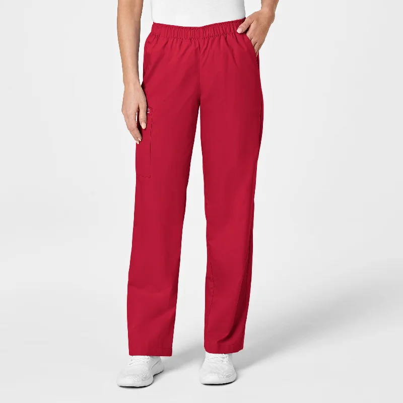 WonderWORK Women's Pull-On Cargo Scrub Pant - Red