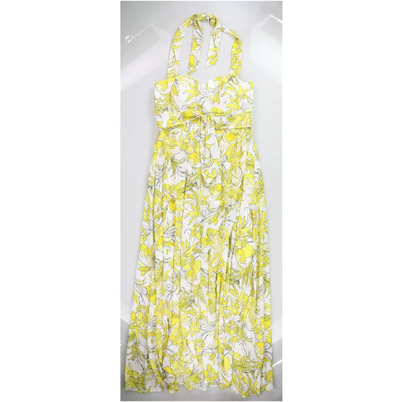 bar III Womens Sweetheart Neck Midi Dress, Yellow, 12