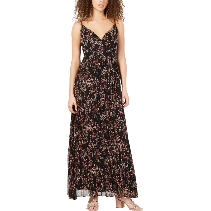 I-N-C Womens Pleated Maxi Dress, Black, 0