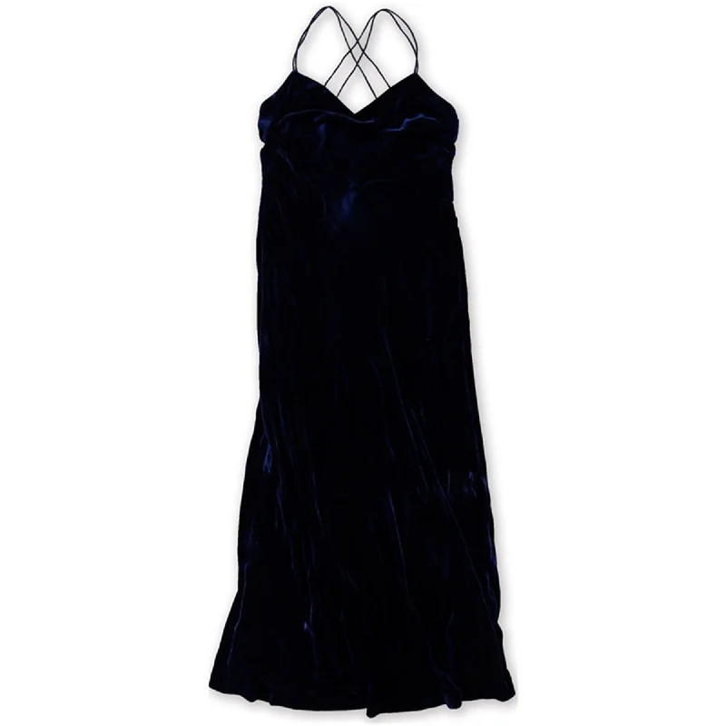 Ralph Lauren Womens Velvet A-line Gown Dress, Blue, 12