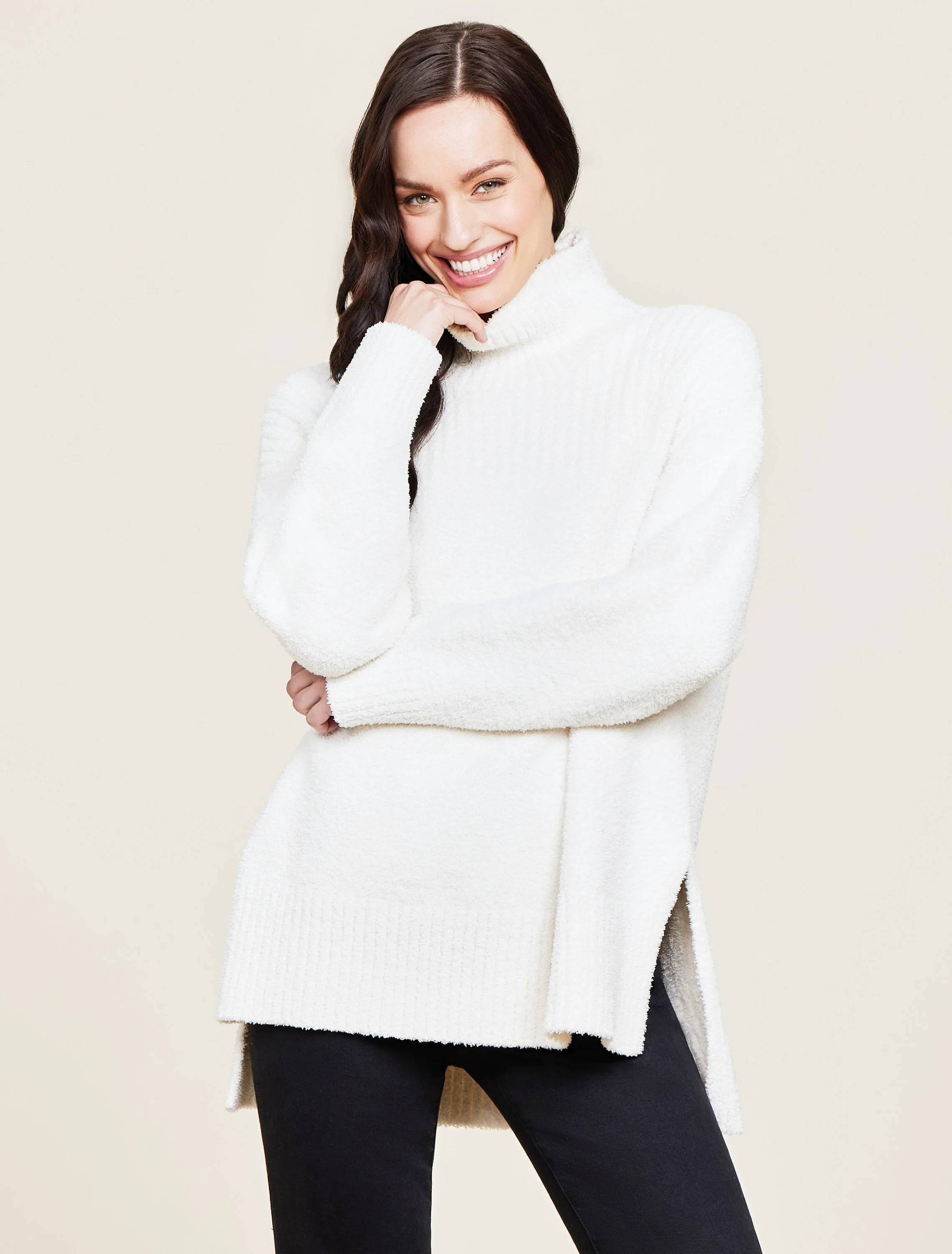 CozyChic® High Low Pullover - Cream