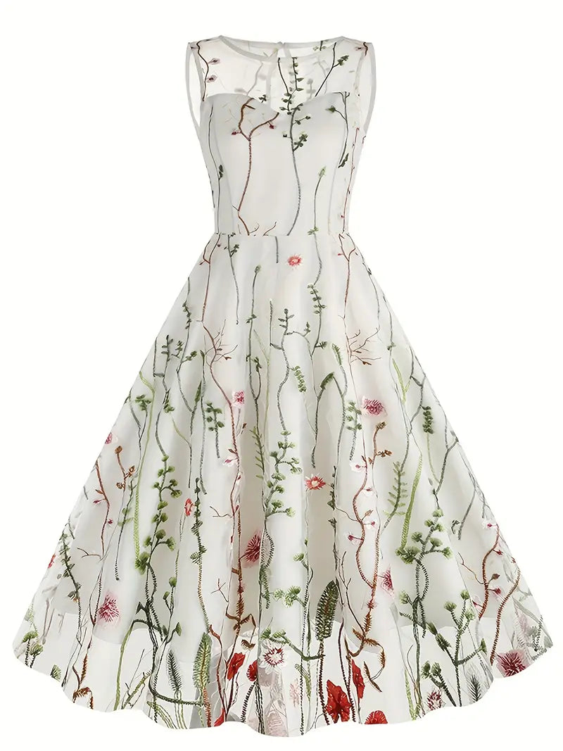 Floral A Line Scoop Party Dress