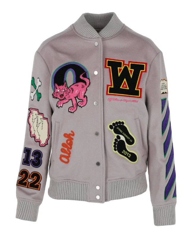 Embroidered Patches Varsity Bomber Jacket