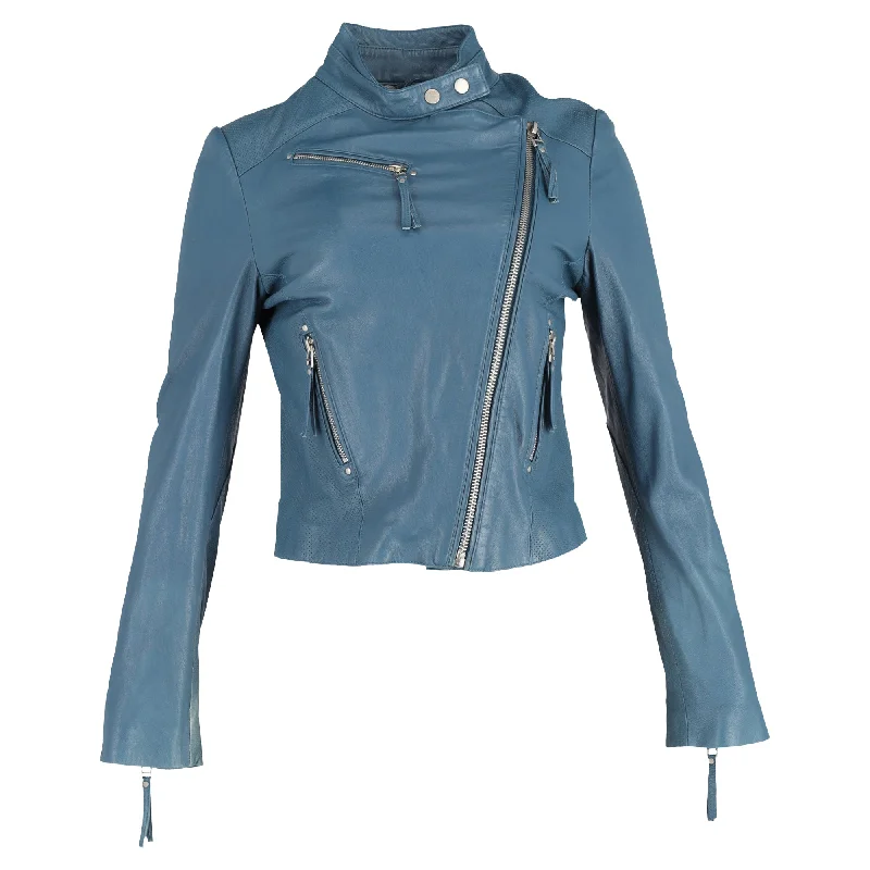 Iro Biker Jacket in Light Blue Leather