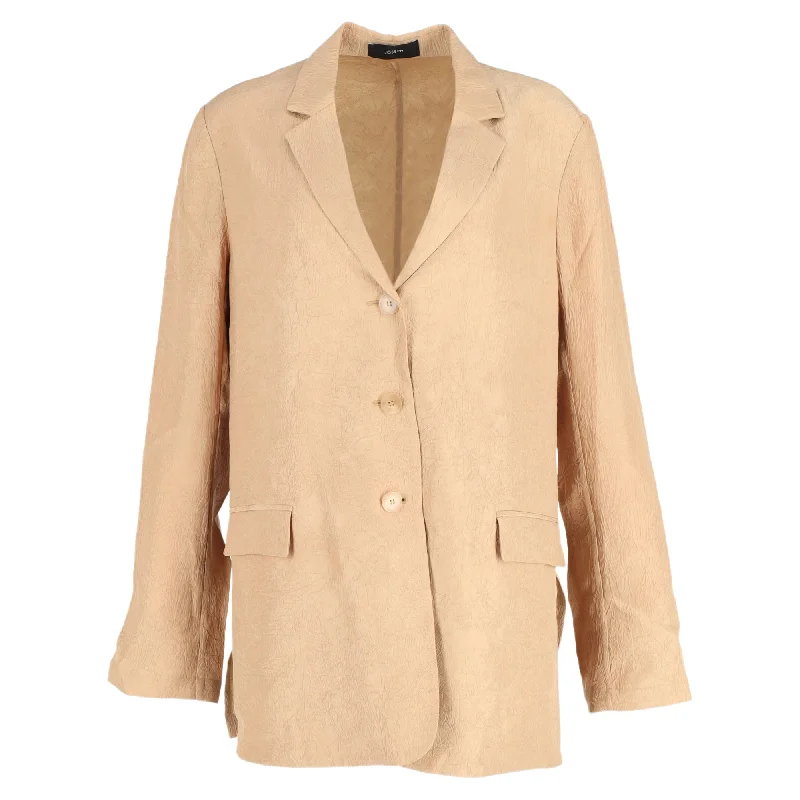 Joseph Jace Crinkled Matte-Satin Blazer in Camel Acetate