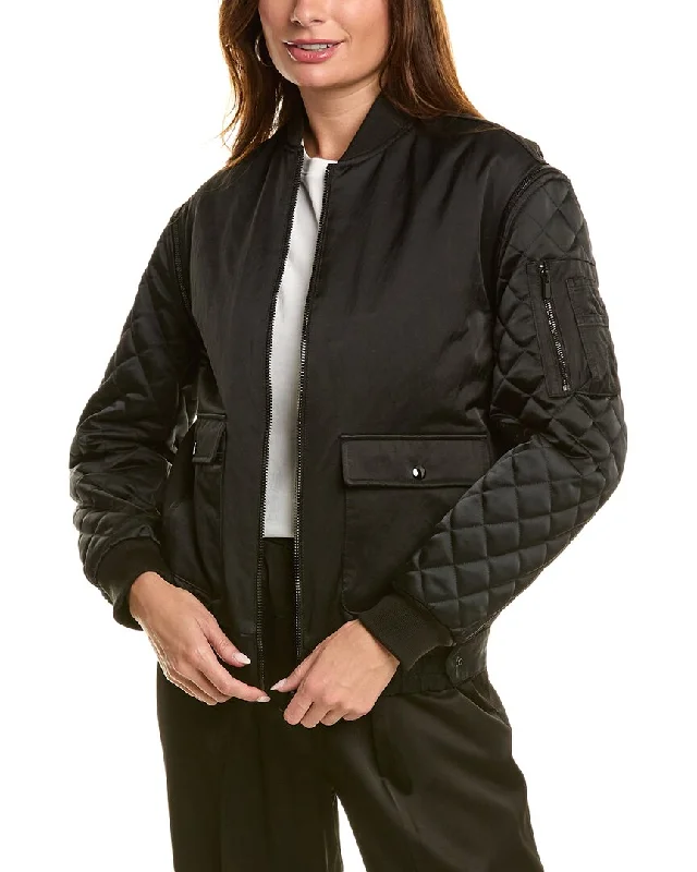 The Kooples Quilted Sleeve Bomber Jacket