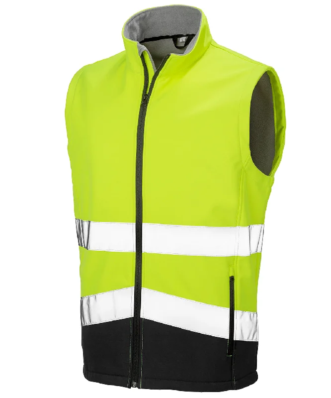 Fluorescent Yellow/Black - Printable safety softshell gilet