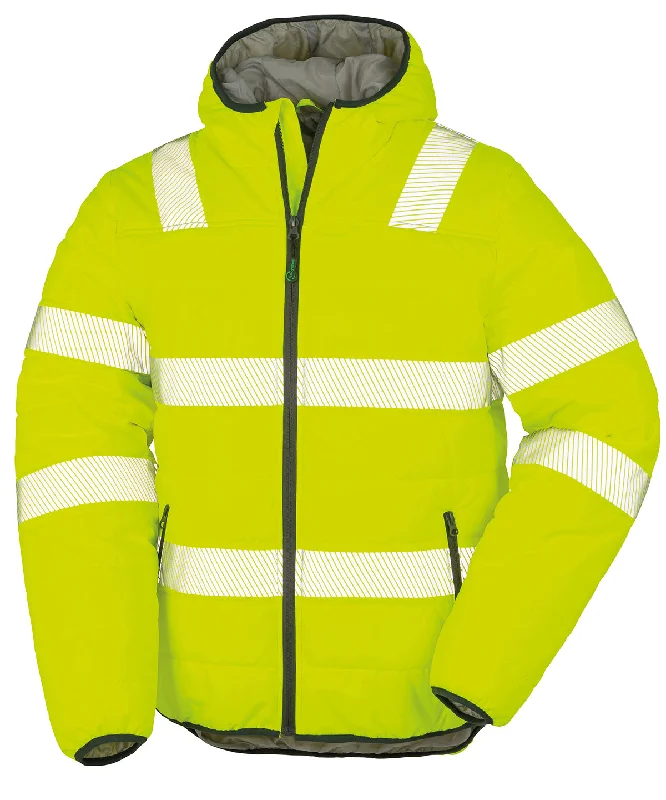 Fluorescent Yellow - Recycled ripstop padded safety jacket