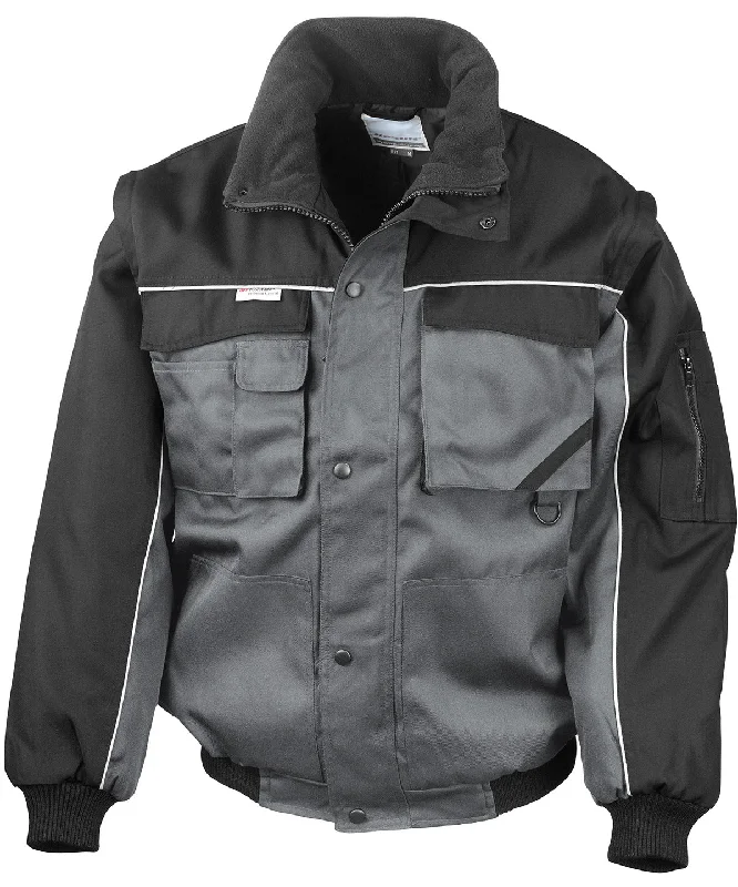 Grey/Black - Work-Guard zip sleeve heavy-duty pilot jacket