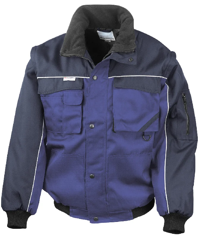 Royal/Navy - Work-Guard zip sleeve heavy-duty pilot jacket