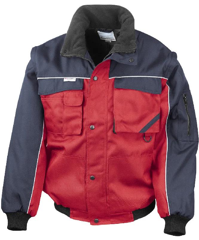 Red/Navy - Work-Guard zip sleeve heavy-duty pilot jacket